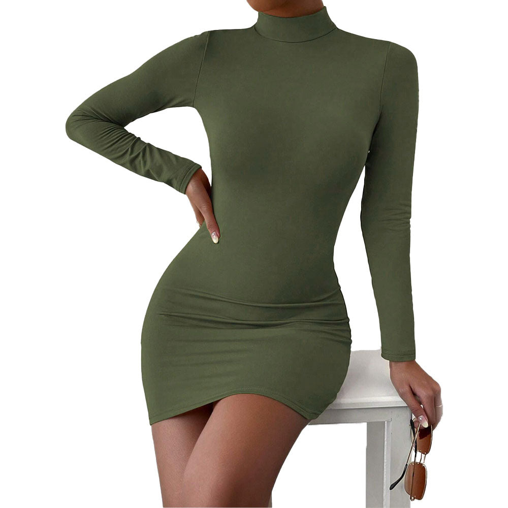 Robe mini ajustée pour femme avec col haut et manches longues Chic & Stil