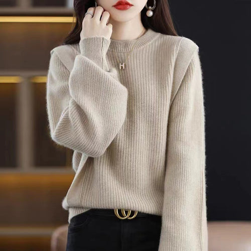 Pull tricoté décontracté pour femmes avec un motif côtelé moderne et des manches larges Chic & Stil