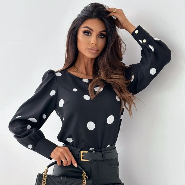 Blouse for women with puff sleeves and polka dots Lune London