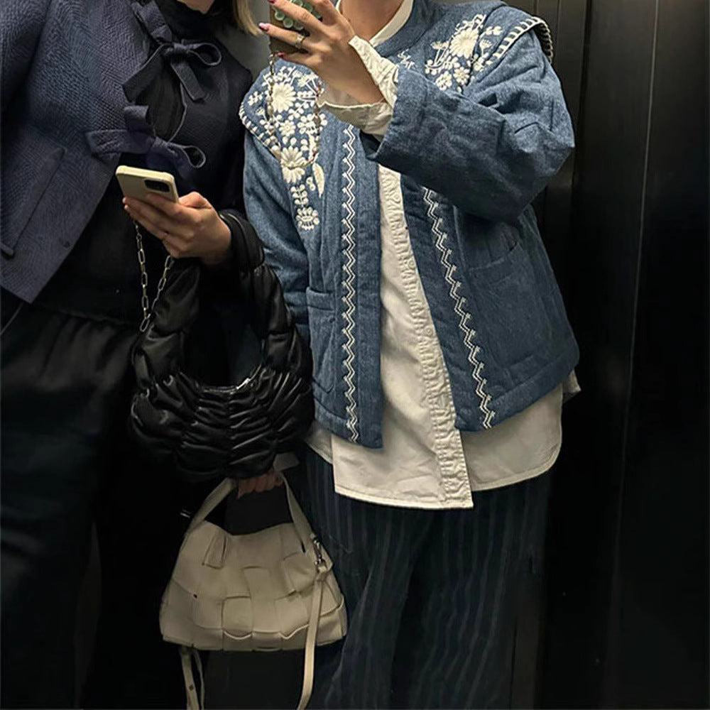 Ladies Embroidered Denim Jacket Lune London