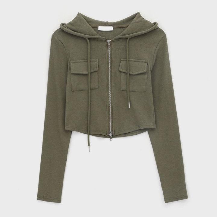 Veste de loisirs courte pour femme avec fermeture éclair et capuche Chic & Stil