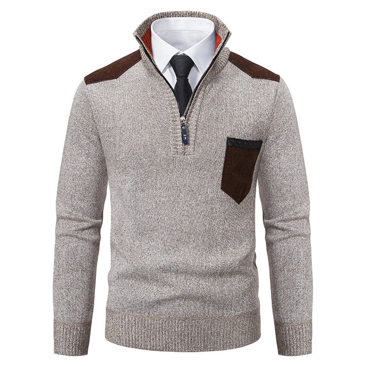 Elegant knitted sweater for men with collar and pockets Lune London