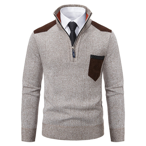 Elegant knitted sweater for men with collar and pockets Amarae