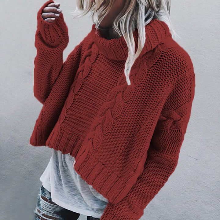 Chunky Knit Pullover for Women with Turtleneck and Cable Pattern Lune Londonl