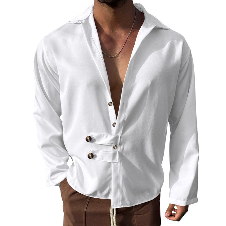 Elegant long sleeve shirt for men with asymmetric collar Lune London