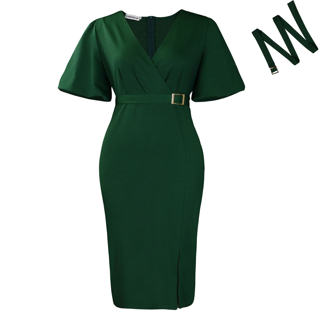 Wrap dress for women with elegant buckle accentuated Lune London