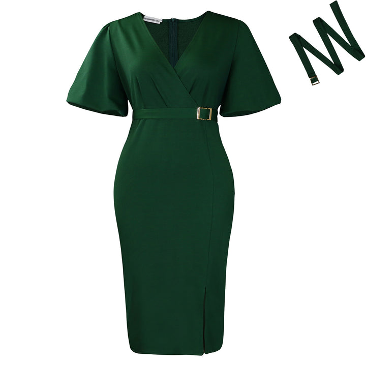 Wrap dress for women with elegant buckle accentuated Lune London