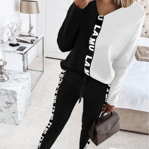 Ensemble de survêtement pour femmes avec un design moderne en blocs de couleurs et une taille élastique Chic & Stil
