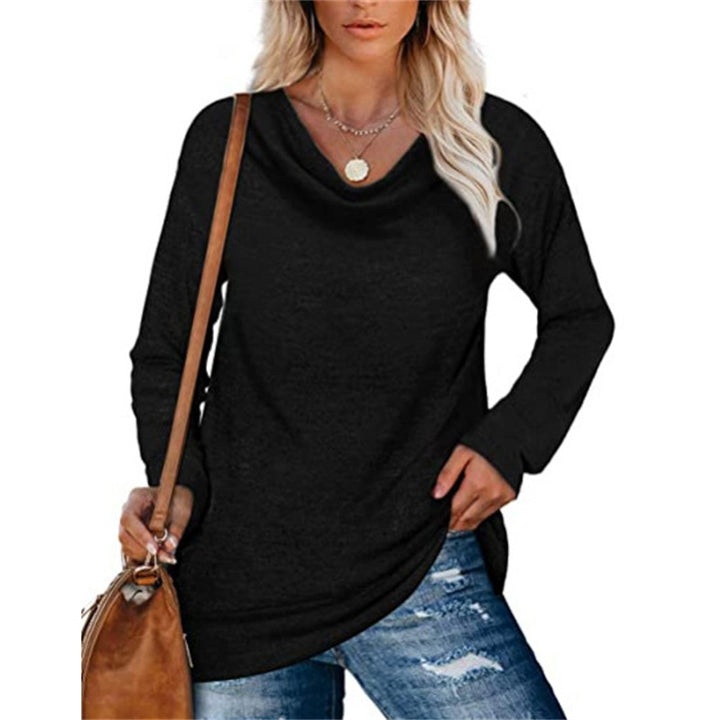 Women Long Sleeve Casual Top with Deep Neckline and Comfortable Fit Lune London