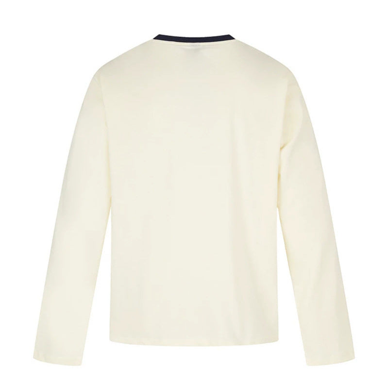 Women's long-sleeve shirt with vintage illustration, contrast collar and relaxed fit Amarae
