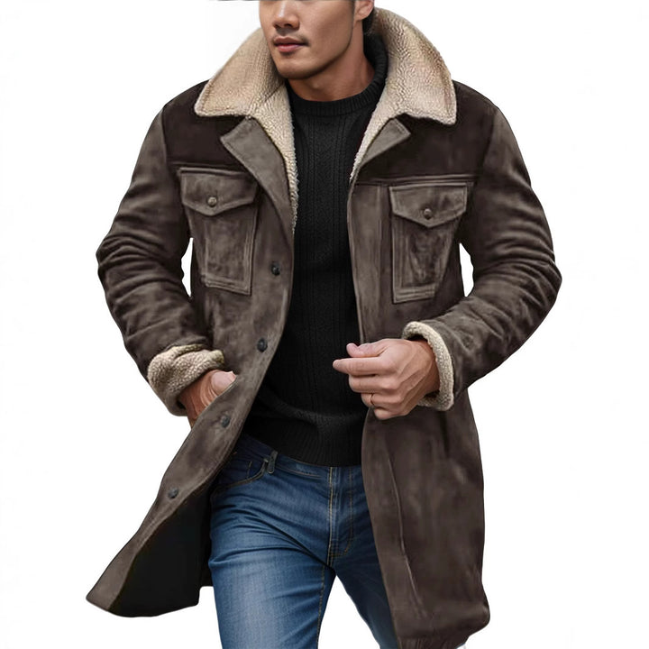 Men's biker jacket in faux leather with removable fur collar Lune London