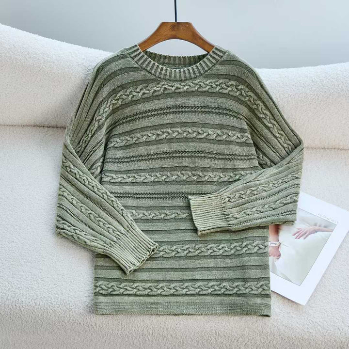 Pull en maille épaisse pour femmes avec un motif en relief à la mode et une coupe décontractée Chic & Stil