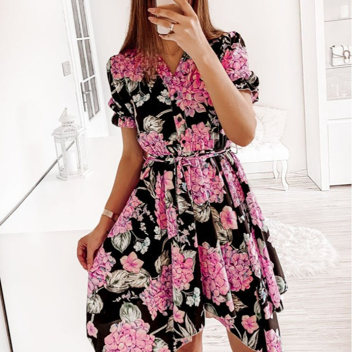 Chic and Stylish High-Low Floral Women's Dress
