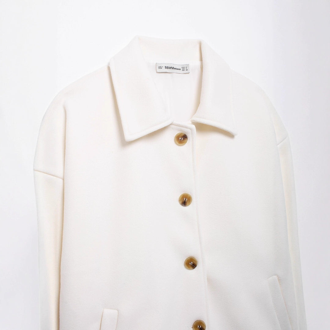 Women's short coat made of wool blend with oversized silhouette and concealed button placket Amarae
