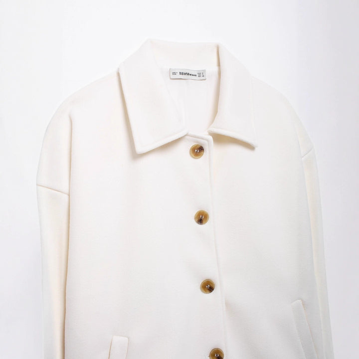 Women's short coat made of wool blend with oversized silhouette and concealed button placket Amarae