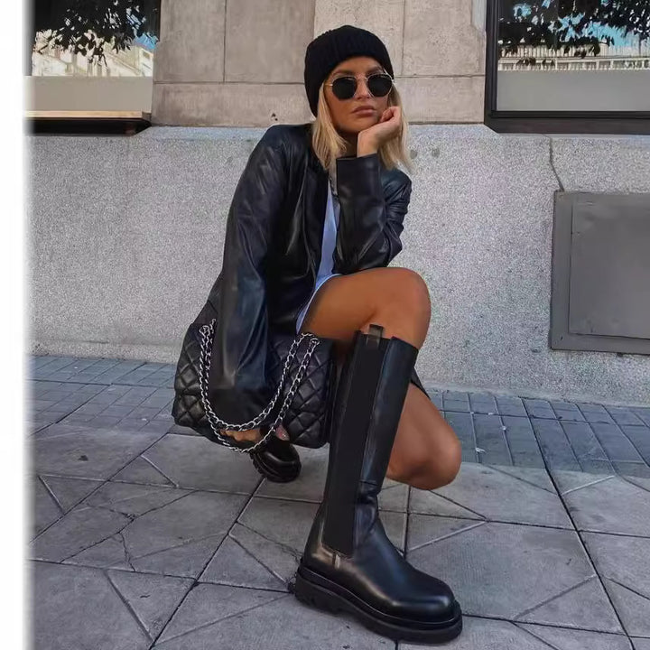 Elegant and stylish leather blazer for women Lune London