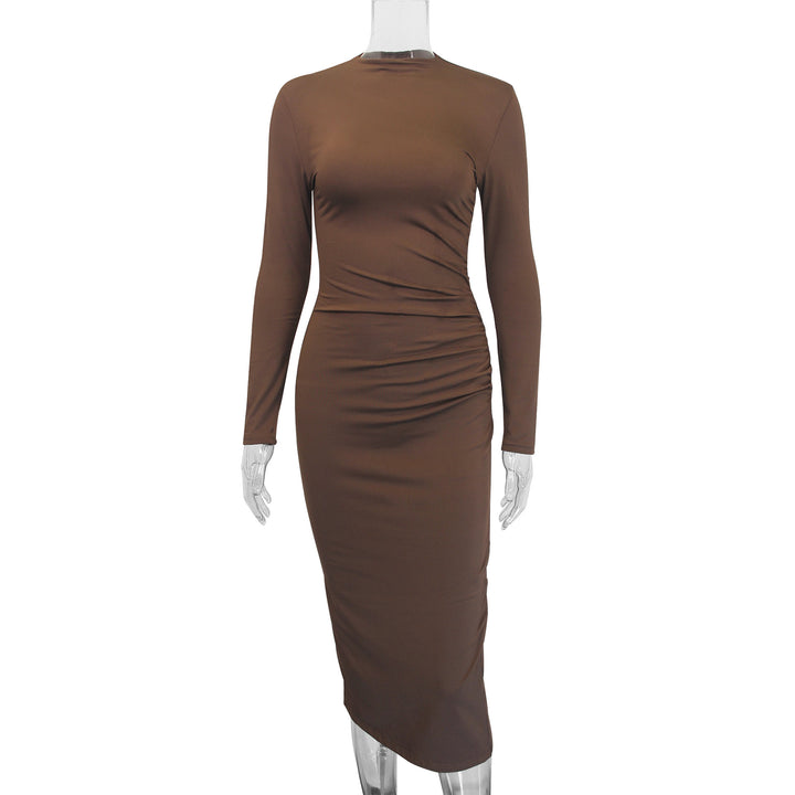 Women's Elegant Bodycon Maxi Dress with Long Sleeves and Figure-Hugging Cut Lune London