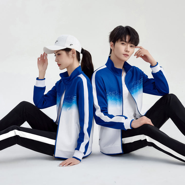 Unisex Breathable Training Set with Gradient Jacket and Contrast Stripes Amarae