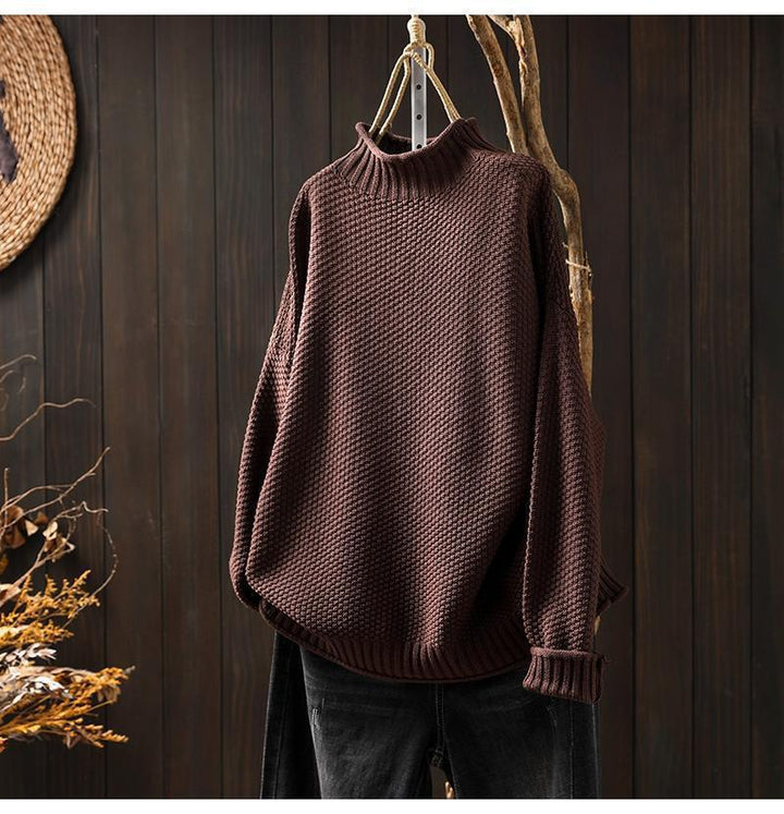 Oversized knitted sweater for women with high neck Lune London