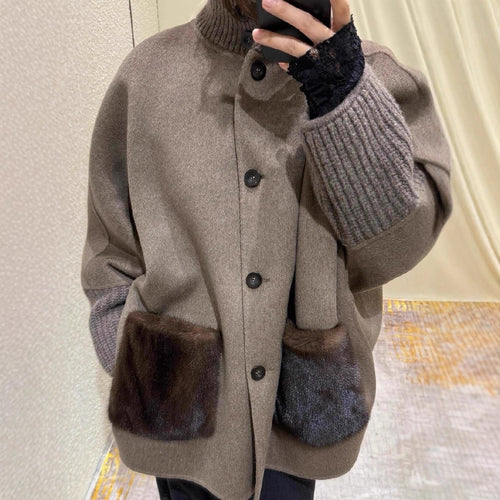 Veste en laine grande taille pour femmes avec détails uniques Chic & Stil