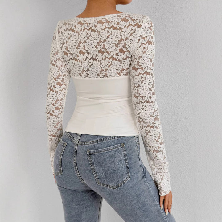 Ladies lace top with long sleeves and fitted cut Lune London