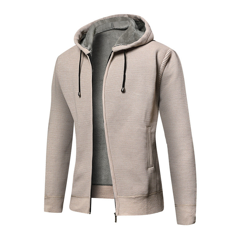 Men's fleece hooded jacket with trendy ribbed design Lune London