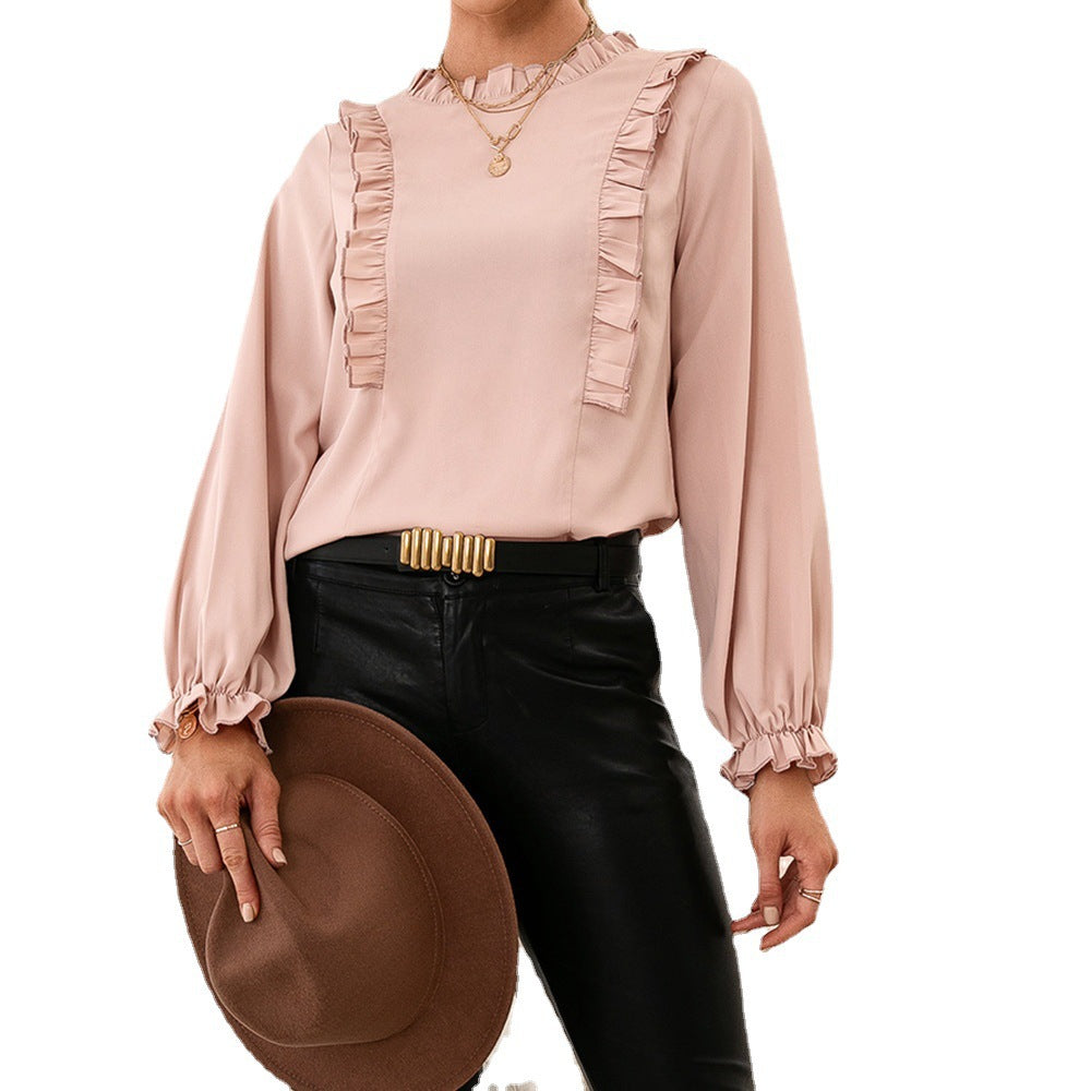 Elegant blouse for ladies with ruffle details and wide sleeves Lune London