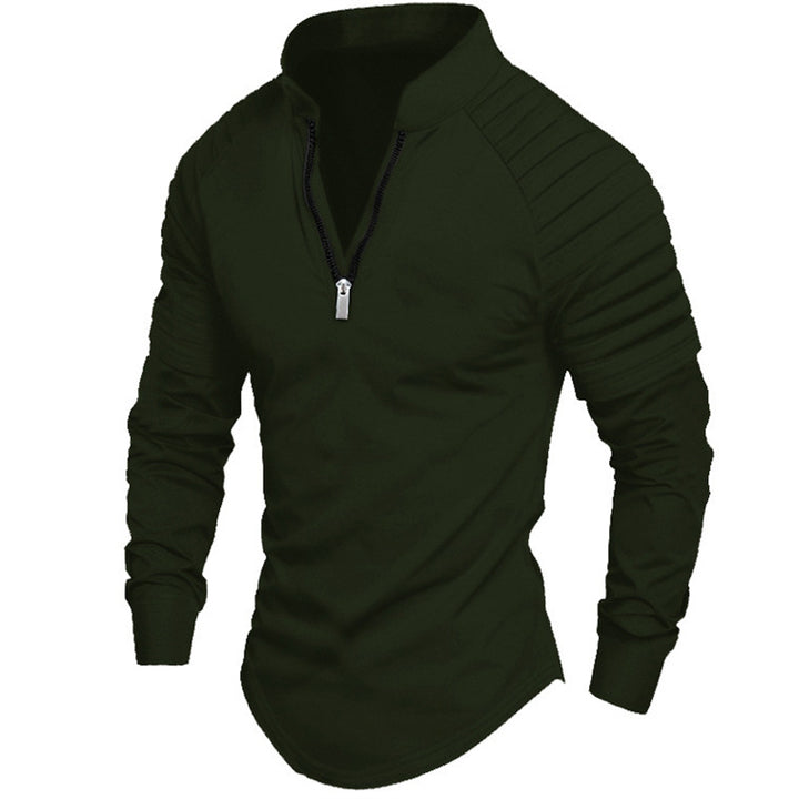 Long sleeve sport shirt for men with high collar and zip Lune London