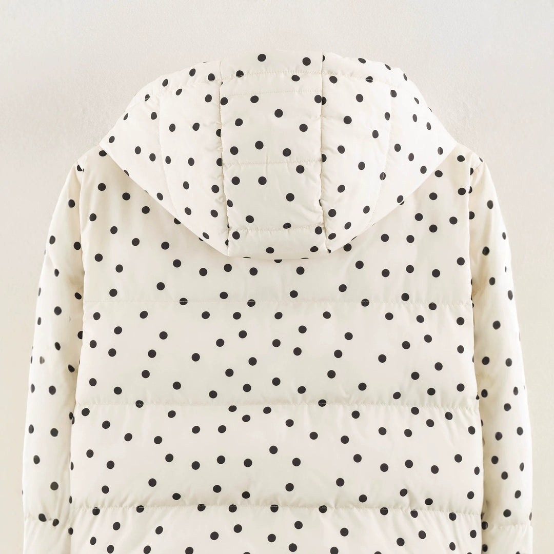 Women's Padded Cropped Hooded Jacket with Polka Dot Pattern Amarae