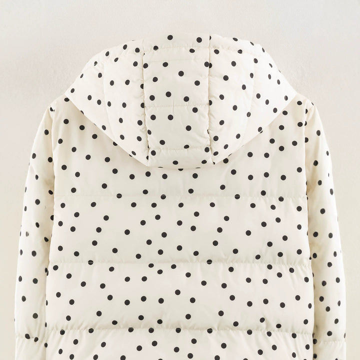 Women's Padded Cropped Hooded Jacket with Polka Dot Pattern Amarae