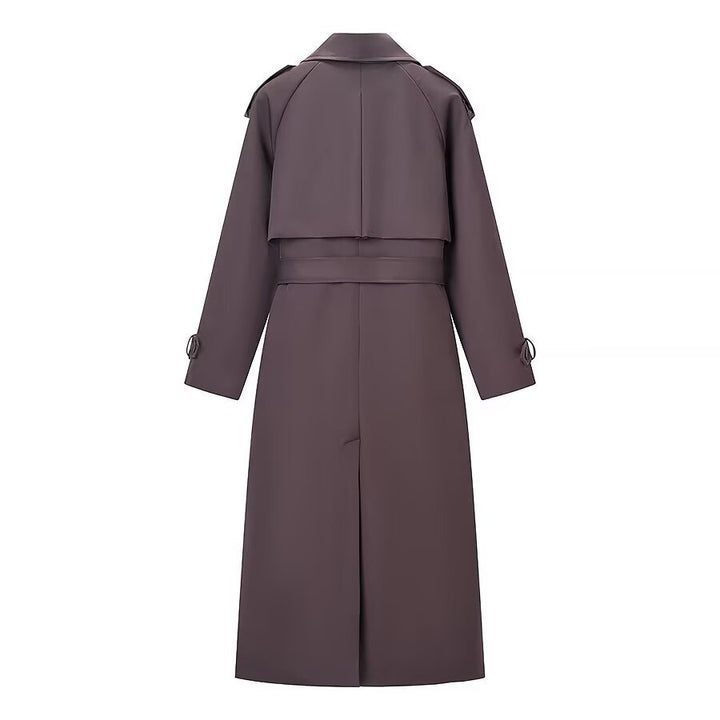 Women Longer classic trench coat with button placket, tie belt and epaulettes Amarae