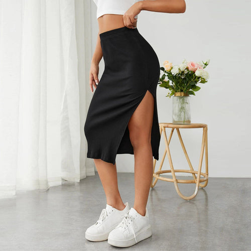 Jupe midi femme avec une coupe ajustée et une fente latérale Chic & Stil