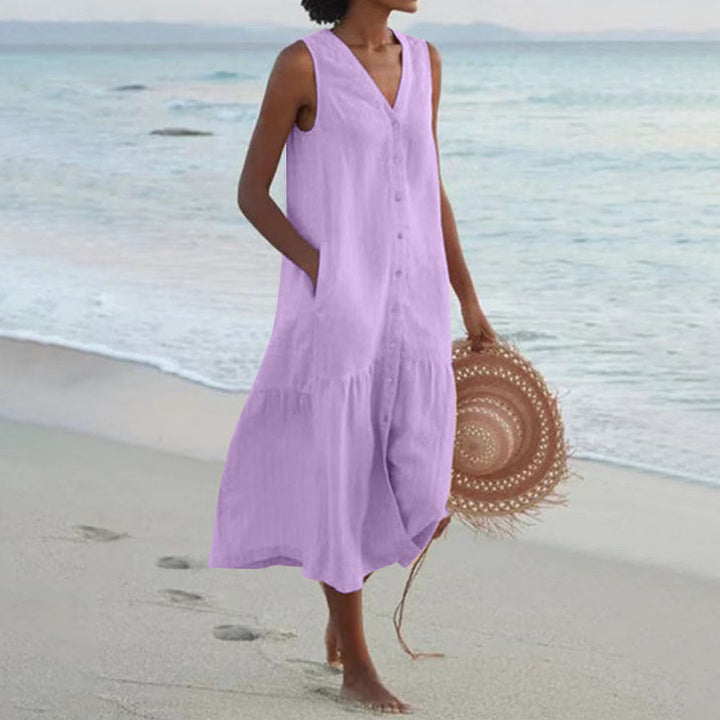 Ladies chic summer linen dress