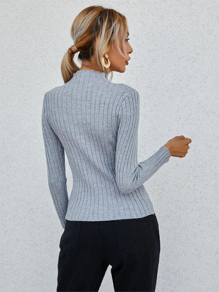 Ladies elegant ribbed sweater with high collar Lune London