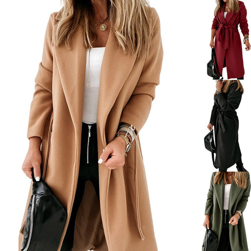 Women elegant and comfortable wrap coat with practical pockets Amarae