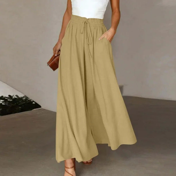 Pantalons Palazzo larges pour femmes avec taille élastique et poches latérales pratiques Chic & Stil
