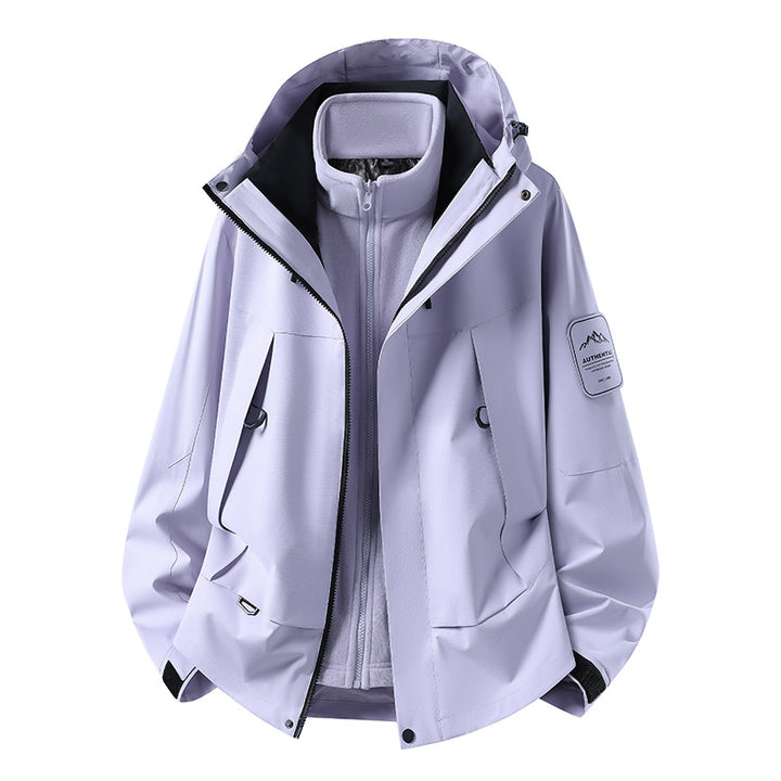 Unisex waterproof two-layer softshell rain jacket with removable fleece lining and hood Amarae