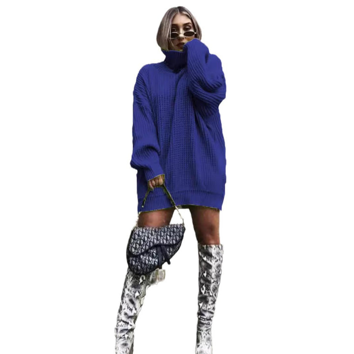 Oversized knit sweater for women with a structured look and high collar Lune London