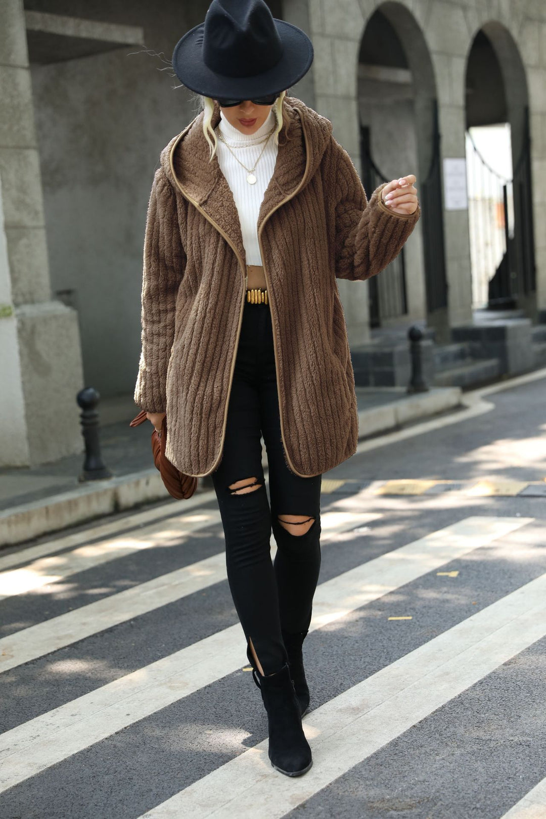 Ladies long soft jacket with structured design Lune London