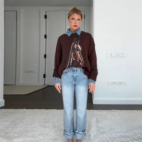 Women's sweatshirt with artistic animal pattern and relaxed fit Amarae