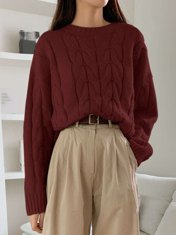 Pull en maille épaisse pour femmes avec motif en câble et coupe décontractée Chic & Stil