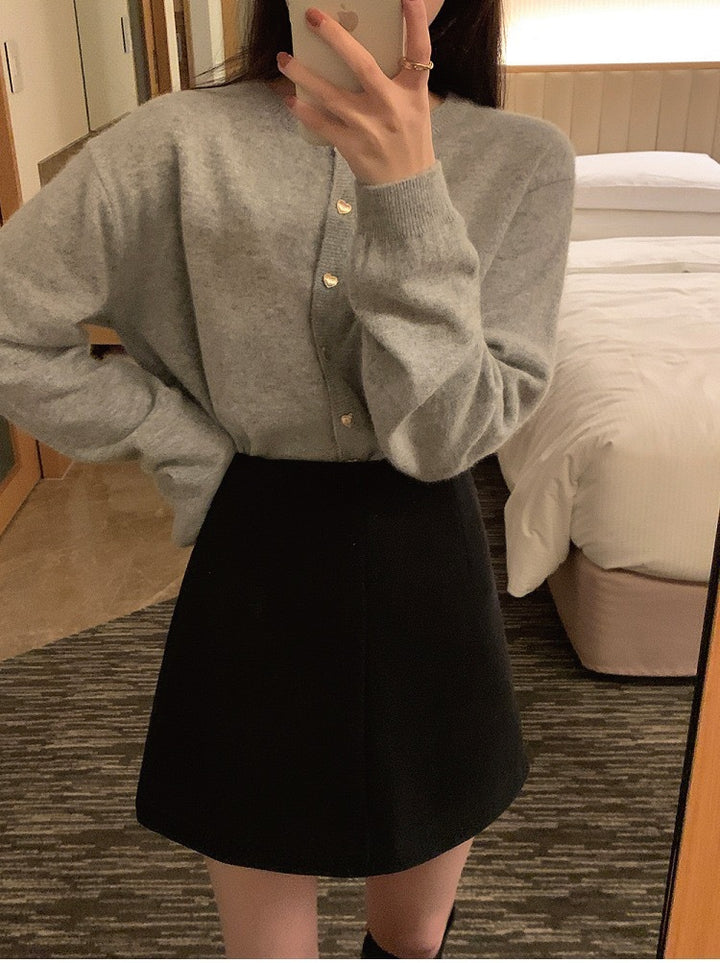 Femme Élégant Gilet avec Boutons en Cœur et Structure en Côtelé Fin Chic & Stil