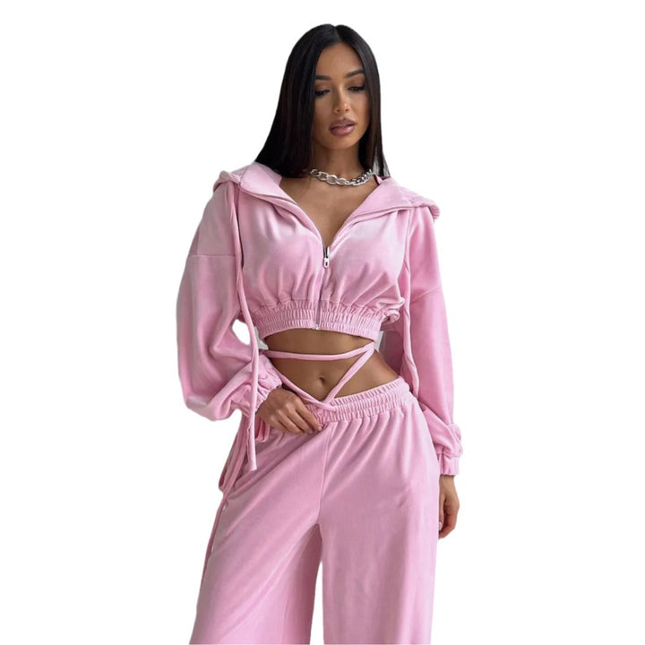 Casual tracksuit for women with hooded top and wide-leg pants Lune London