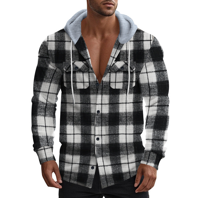 Men's Shirt with Hood and Check Pattern Chic und Stil