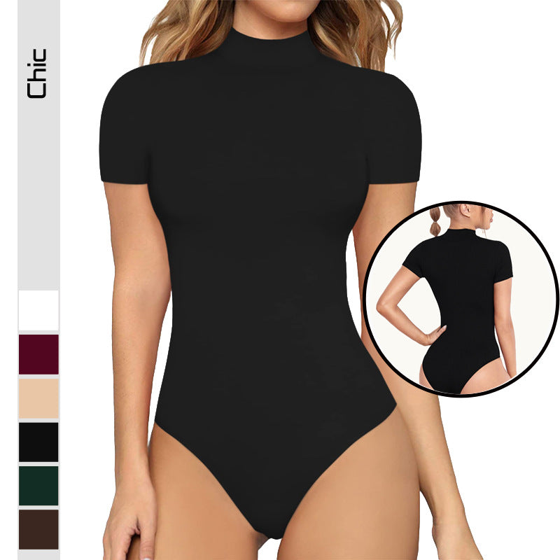 Women’s bodysuit with high collar and short sleeves Lune London