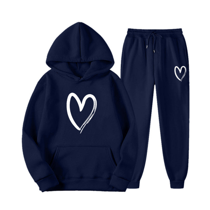 Women's sweatsuit with kangaroo pocket and heart-shaped print Lune London