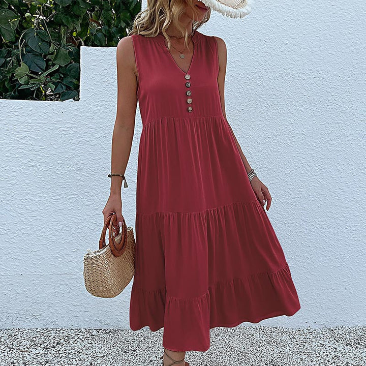 Lune London Women's Sleeveless Maxi Dress with Ruffle Detail