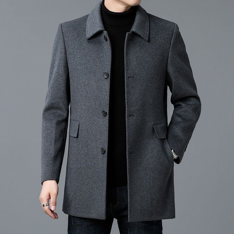 Elegant wool coat for men with textured fabric and classic cut Amarae