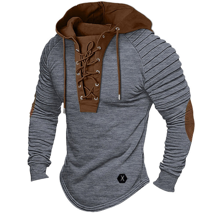 Men's casual hoodie with trendy lace-up design and structured sleeves Lune London