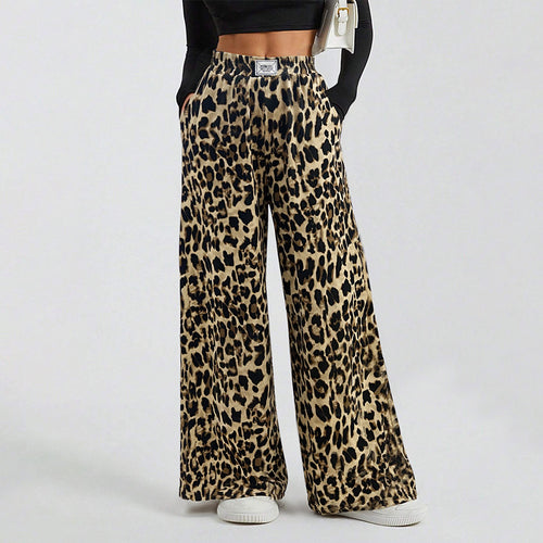 Pantalons palazzo larges pour femmes avec imprimé animal et ceinture élastique confortable Chic & Stil